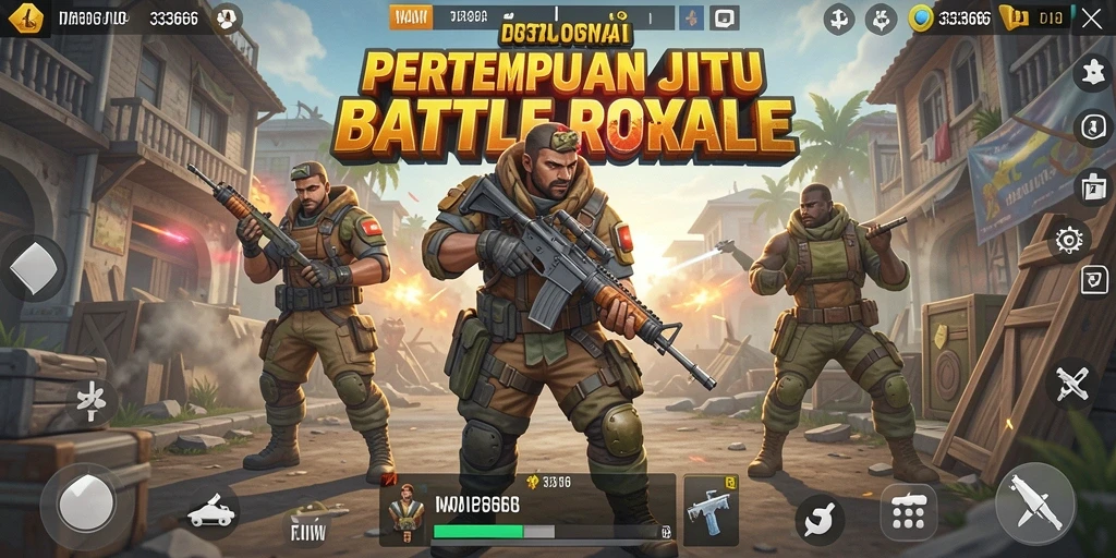 Screenshot gameplay menampilkan intensitas pertempuran Battle Royale.