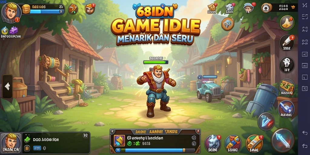 Tampilan gameplay 68IDN yang menampilkan karakter beraksi secara otomatis.