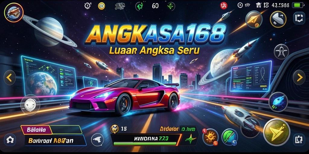 Tampilan gameplay menarik dari ANGKASA168 saat balapan di luar angkasa.