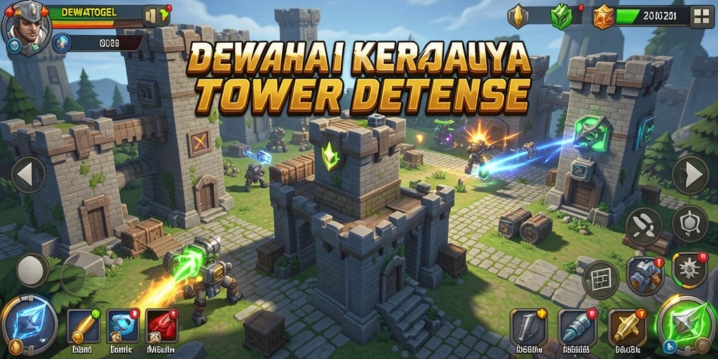Screenshot DEWATOGEL menunjukkan aksi seru dalam mempertahankan kerajaan di Tower Defense.