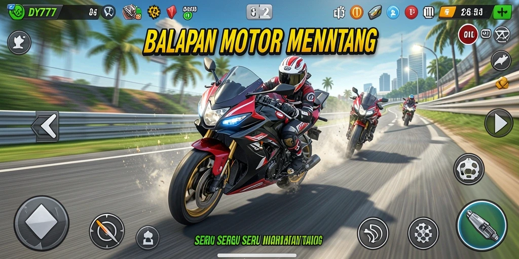 Screenshot gameplay seru dari balapan motor DY777.