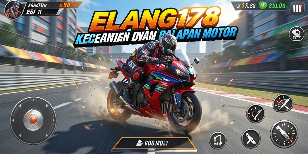 Tampilan gameplay <strong>ELANG178</strong> yang intens dan aksi balapan yang seru.