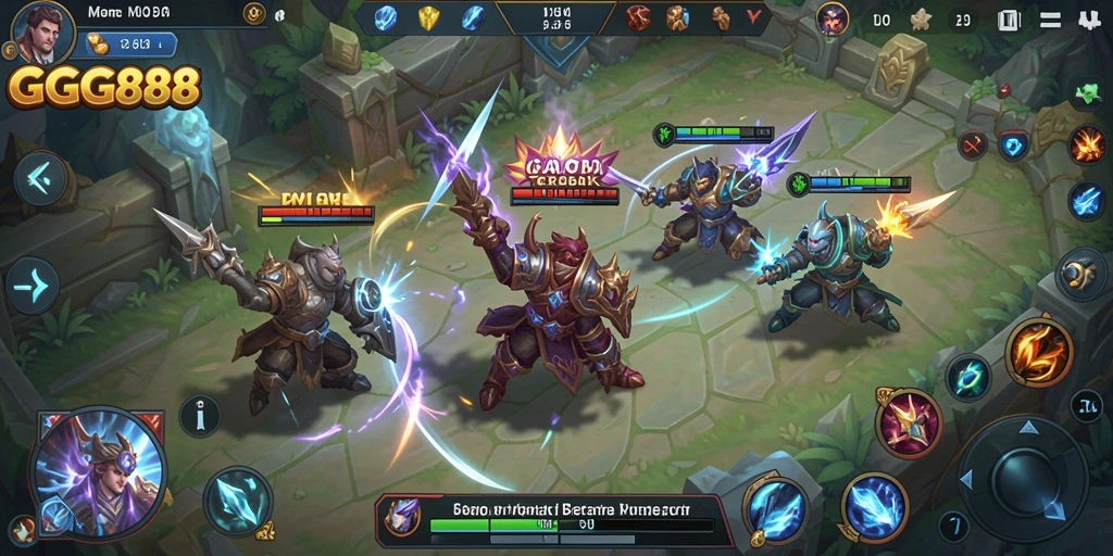 Screenshot menunjukkan aksi seru dalam pertempuran di GGG888.
