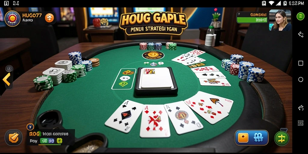 Tampilan gameplay Gaple di HUGO77 yang seru dan interaktif.