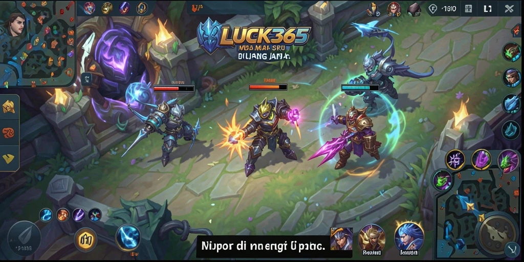 Tampilan seru dari gameplay LUCK365 dengan aksi karakter MOBA yang dinamis.