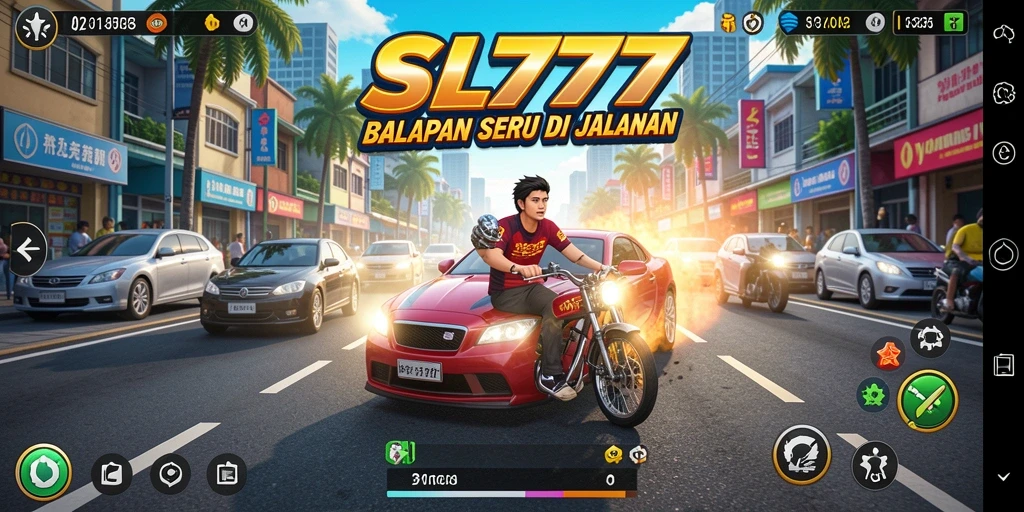 Tampilan gameplay balapan yang mendebarkan di SL777.