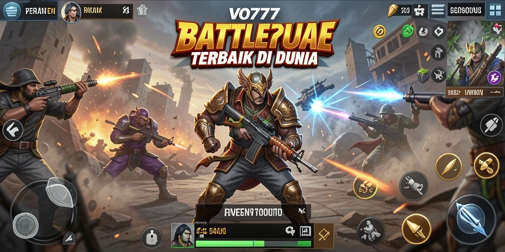 Tangkapan layar VO777 menunjukkan pertempuran epik dalam game Battle Royale.